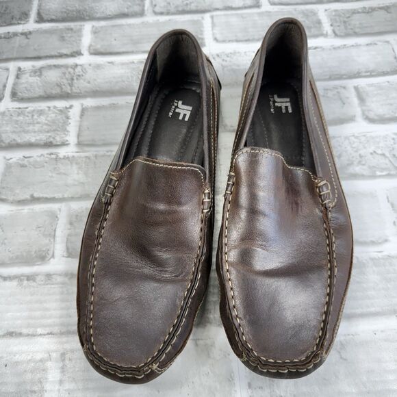 JF J Ferrar Men's Size 11 Brown Leather Slip On Moc Driving Loafer Shoes - Picture 10 of 12